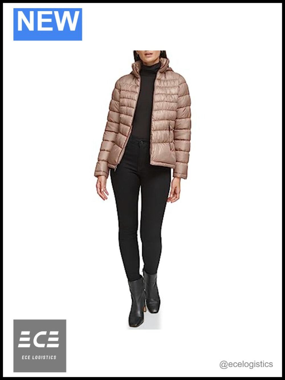 Quilted Hooded Puffer Jacket Lightweight Packable Relaxed Fit Winter Coat